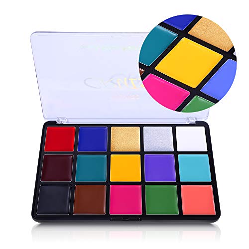Amazon UCANBE Face Body Paint Oil, Professional 15 Colors FX Makeup Palette- Non Toxic Hypoallergenic Safe Facepaint for Halloween, Cosplay Costumes, Parties and Festivals