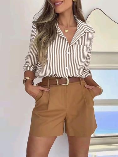 Amazon siliteelon Striped Button Down Shirts for Women Dress Shirts Long Sleeve Casual Collared Office Work Shirt with Pocket