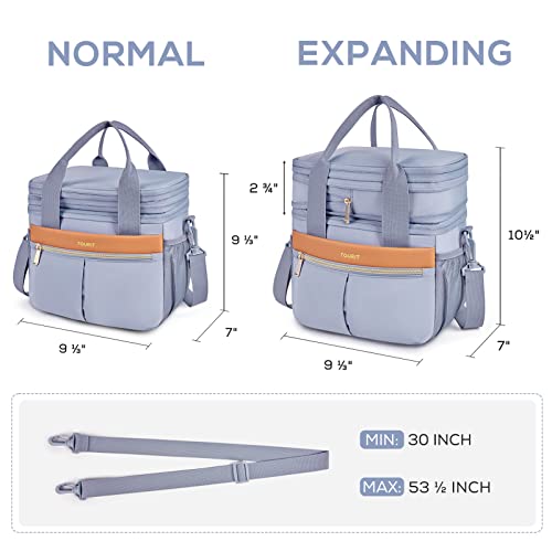 Amazon TOURIT Insulated Lunch Box Bag, Double Deck Leakproof Cooler Tote for Work Office Picnic, Expandable Lunch Container, Grey