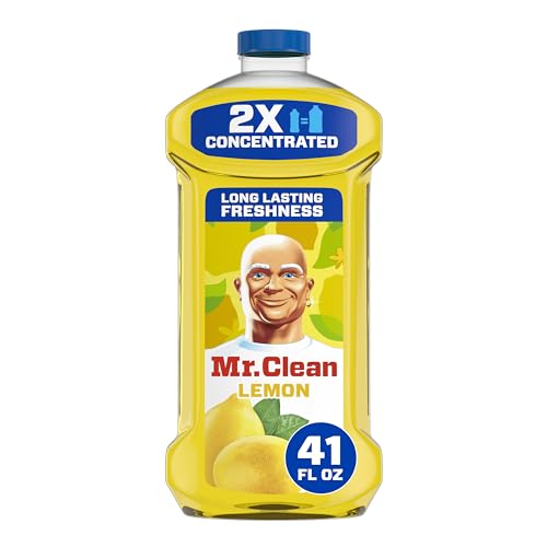 Amazon Mr. Clean All Purpose Cleaner, Floor Cleaner for Mopping Home, Bathroom, & Kitchen, Cleaning Liquid for Mop & Bucket, Cleaning Supplies, Multi-Surface Dilutable, Lemon, 41oz