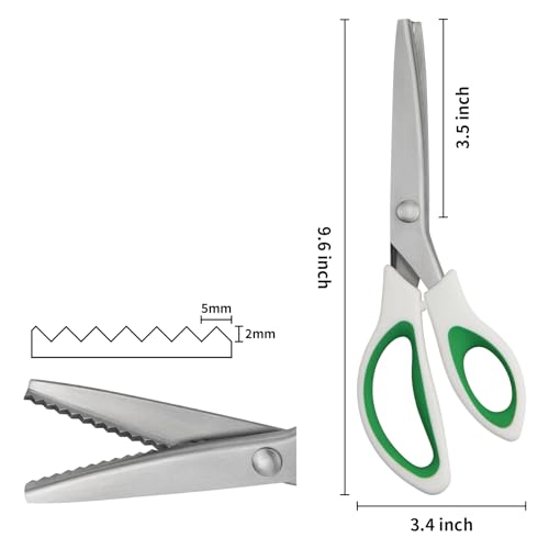 Amazon Pinking Shears, 9" Zig Zag Craft Scissors Decorative Edge, Pinking Shears for Fabric Cutting, Professional Dressmaking Sharp Comfort Grips Scrapbook Fabric Sewing Scissors