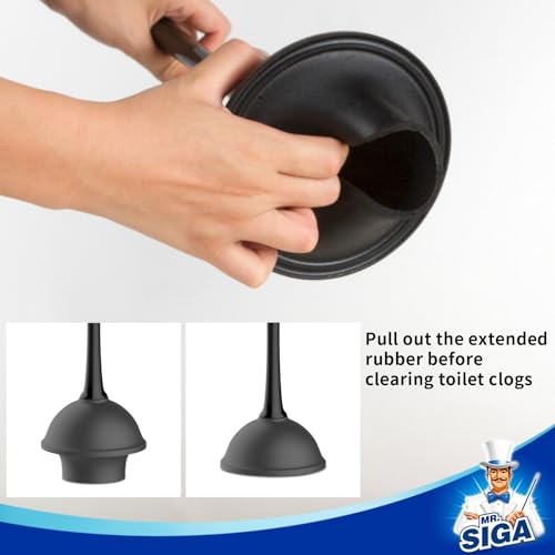 Amazon MR.SIGA Toilet Plunger and Bowl Brush Combo for Bathroom Cleaning, Black, 1 Set