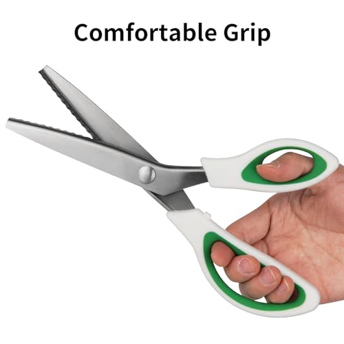 Amazon Pinking Shears, 9" Zig Zag Craft Scissors Decorative Edge, Pinking Shears for Fabric Cutting, Professional Dressmaking Sharp Comfort Grips Scrapbook Fabric Sewing Scissors
