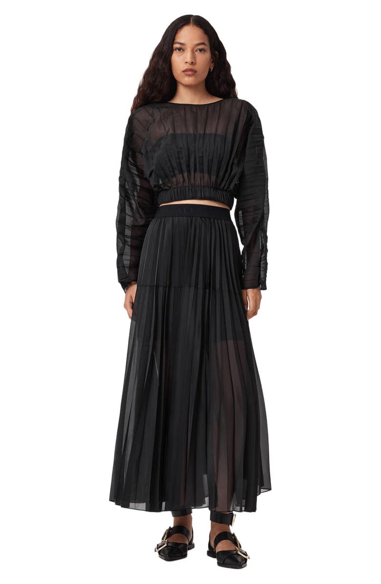 AllSaints Micaela Pleated Maxi Skirt