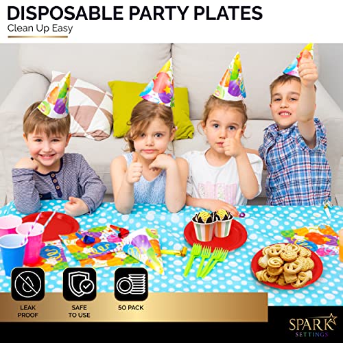 Amazon Paper Dinner Plates Red, 8 1/2 Inches Paper Plates Disposable, Strong and Sturdy Disposable Plates for Party, Dinner, Holiday, Picnic, or Travel Party Plates, Pack of 50