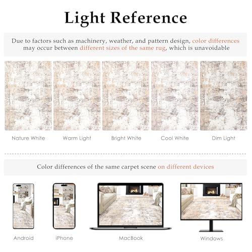 Amazon 6x9 Washable Area Rug Beige Grey Neutral Abstract Living Room Bedroom Large Throw Rug Non Slip Soft Low Pile Indoor Floor Carpet for Dining Room Kitchen Office Entryway