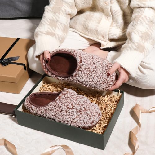 Wishcotton Women's Lamb-rub Sherpa House Slippers Memory Foam Indoor Outdoor