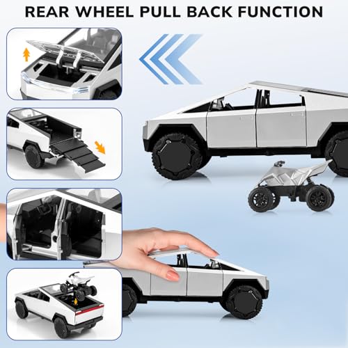 Amazon Truck and Trailer Toys for Boys 1/32 Diecast Truck and Trailer Model Kit,Toy Truck and Trailer Set with Sound and Light,Pull Back Toy Truck with Trailer,Toy Trucks for Boys Age 4-7(Silver)