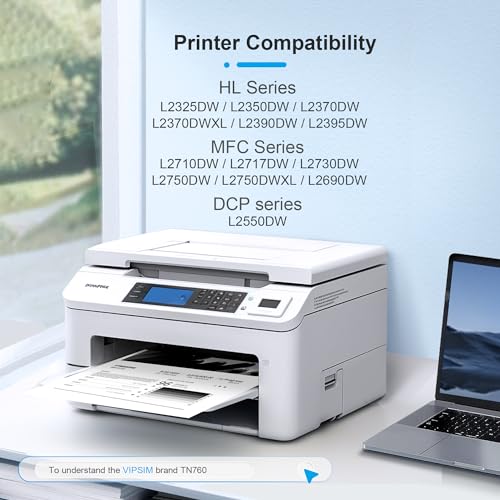 Amazon TN760 Toner for Brother Printer Replacement for Brother TN760 TN-760 TN730 TN-730 to use with DCP-L2550DW MFC-L2710DW MFC-L2750DW HL-L2350DW HL-L2370DW HL-L2395DW HL-L2390DW Printer (4 Black)