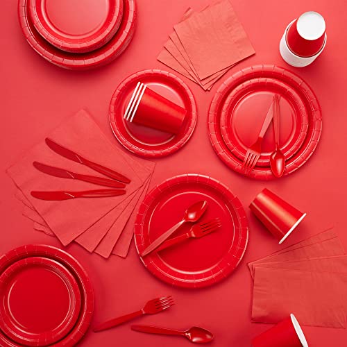 Amazon Paper Dinner Plates Red, 8 1/2 Inches Paper Plates Disposable, Strong and Sturdy Disposable Plates for Party, Dinner, Holiday, Picnic, or Travel Party Plates, Pack of 50