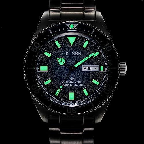 Citizen Men's Promaster Dive Automatic 3 Hand Silver Stainless Steel Watch with Blue Gradient Dial, ISO Certified (Model: NY0129-58L)