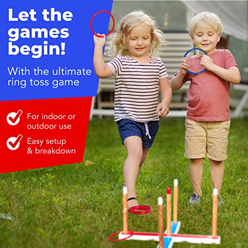 Elite Sportz Ring Toss Games for Kids - Indoor Holiday Fun or Outdoor Yard Game for Adults & Family - Easy to Set Up w/Compact Carry - Backyard Toys, Gifts for Boys and Girls