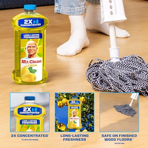 Amazon Mr. Clean All Purpose Cleaner, Floor Cleaner for Mopping Home, Bathroom, & Kitchen, Cleaning Liquid for Mop & Bucket, Cleaning Supplies, Multi-Surface Dilutable, Lemon, 41oz