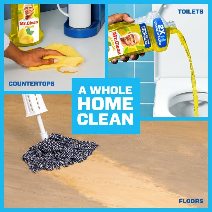 Amazon Mr. Clean All Purpose Cleaner, Floor Cleaner for Mopping Home, Bathroom, & Kitchen, Cleaning Liquid for Mop & Bucket, Cleaning Supplies, Multi-Surface Dilutable, Lemon, 41oz