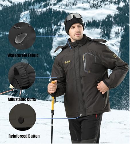 Ski Jacket for Men Waterproof Warm Winter Snow Coat for Hiking