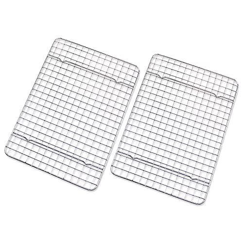 Checkered Chef Cooling Rack - Set of 2 Stainless Steel, Oven Safe Grid Wire Cookie Cooling Racks for Baking & Cooking - 8” x 11 ¾"