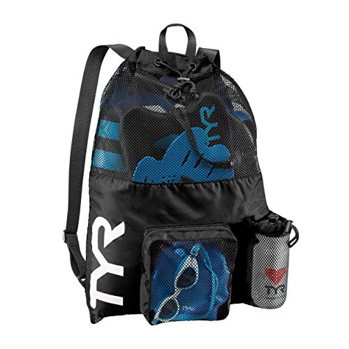 Amazon TYR Big Mesh Mummy Backpack for Swim, Gym and Workout Gear, Black, 40-Liter Capacity