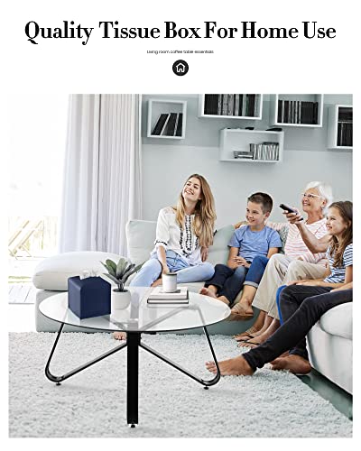 Amazon Tissue Box Cover, Jeethemy Square PU Leather Tissue Box Holder, Modern Tissue Case Facial Paper Organizer Dispenser,5X5X5'',Single Navy Blue