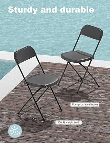 Nazhura Foldable Folding Chairs Plastic Outdoor/Indoor 650LB Weight Limit (Black, 4 Pack)