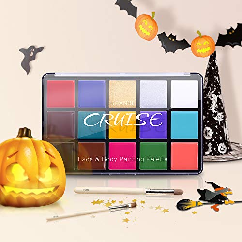 Amazon UCANBE Face Body Paint Oil, Professional 15 Colors FX Makeup Palette- Non Toxic Hypoallergenic Safe Facepaint for Halloween, Cosplay Costumes, Parties and Festivals