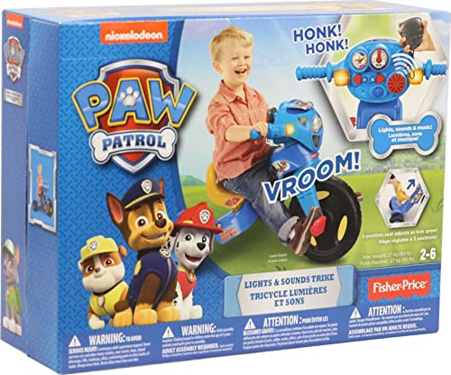 Fisher-Price Paw Patrol Toddler Tricycle Lights & Sounds Trike Bike With Handlebar Grips & Storage For Preschool Kids Ages 2+ Years