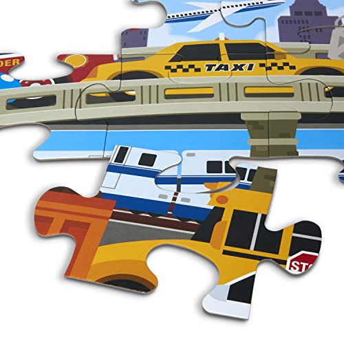 Melissa & Doug Traffic Jam Jumbo Jigsaw Floor Puzzle (24 pcs, 2 x 3 feet long) - Kids Vehicle Puzzles, Large Floor Puzzles For Preschoolers And Kids Ages 3+