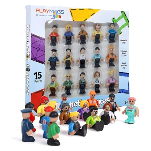 Code QSV3BGA7 Playmags Magnetic Figures Community Set of 15 Pieces - Play People Perfect for Magnetic Tiles Building Blocks - STEM Learning Toys Children – Magnet Tiles Expansion Accessories Pack