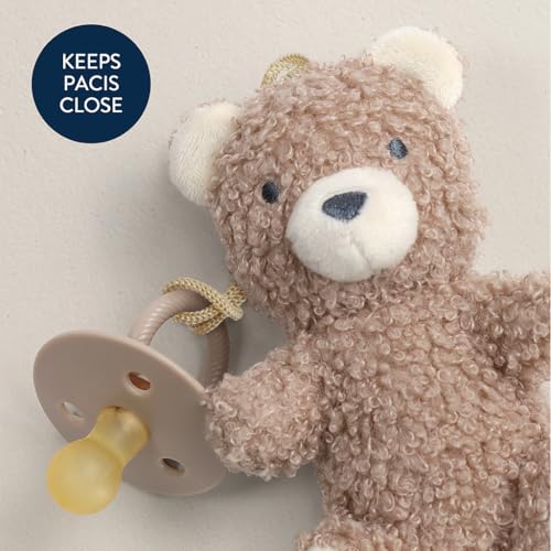 Amazon Itzy Ritzy Pacifier & Lovey Set - Natural Rubber Paci with Stuffed Animal Lovey - Detachable Plush Bear Pacifier Holder & Coordinating Natural Rubber Soother, Ideal for Ages 0-6 Months (Bear)