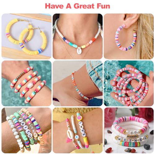 Amazon Redtwo 23000 Pcs Clay Beads Bracelet Making Kit 144 Colors 7 Boxes Flat Polymer Heishi Beads Set for Friendship Jewelry Making with Pendant Charms Crafts Gifts for Girls Ages 6-12 Kids Adults