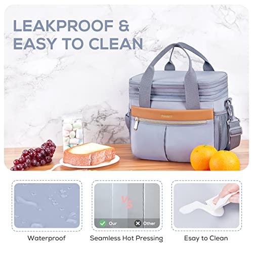 Amazon TOURIT Insulated Lunch Box Bag, Double Deck Leakproof Cooler Tote for Work Office Picnic, Expandable Lunch Container, Grey