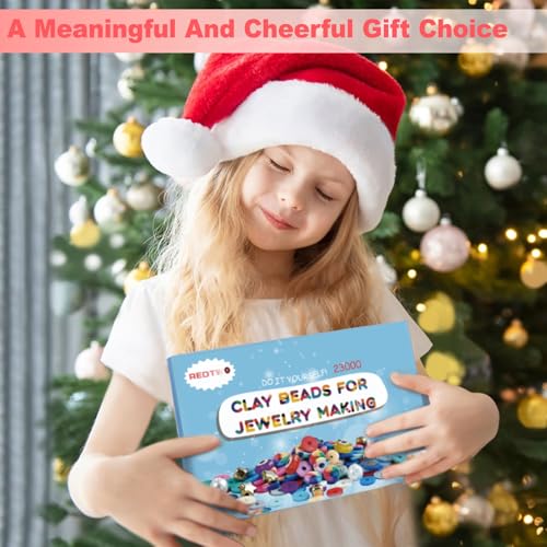 Amazon Redtwo 23000 Pcs Clay Beads Bracelet Making Kit 144 Colors 7 Boxes Flat Polymer Heishi Beads Set for Friendship Jewelry Making with Pendant Charms Crafts Gifts for Girls Ages 6-12 Kids Adults