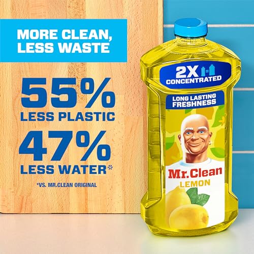 Amazon Mr. Clean All Purpose Cleaner, Floor Cleaner for Mopping Home, Bathroom, & Kitchen, Cleaning Liquid for Mop & Bucket, Cleaning Supplies, Multi-Surface Dilutable, Lemon, 41oz