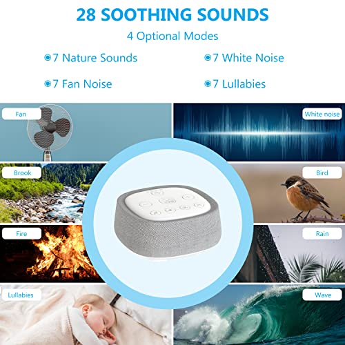 Amazon Rechargeable White Noise Machine with 28 Smoothing Sounds, Portable Sound Machine for Baby Kids Adult Sleeping, Auto-Off Timer, 32 levles of Volume Noise Machine Therapy for Home, Office, Travel