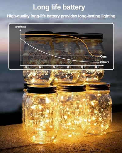 Amazon 6 Pack Fairy Lights Battery Operated - 7ft 20 LED Twinkle Lights Copper Wire Mini String Lights Firefly Lights for Mason Jars DIY Crafts Christmas Wedding Party Centerpiece Table Decor, Warm White