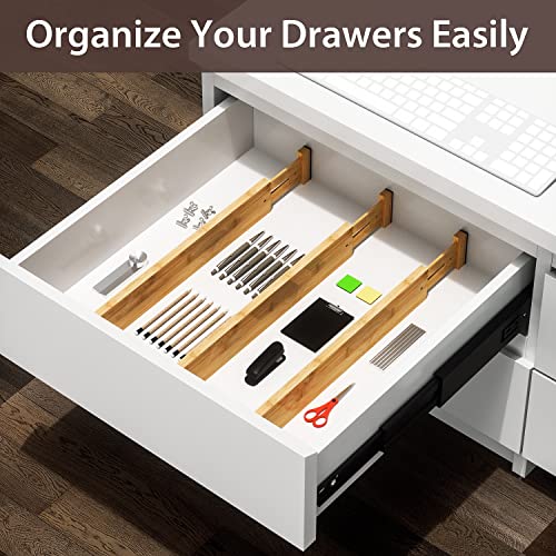 Amazon 4 PCS Drawer Divider, 17"-22" Adjustable Bamboo Drawer Dividers Organizers, Expandable Separators for Kitchen, Clothes, Dressers, Home, Office
