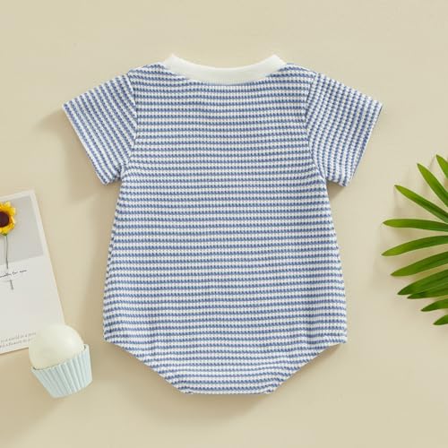 Amazon VISGOGO Unisex Baby Boy Girl Striped Romper Waffle Short Sleeve Bubble Oversized Romper Bodysuit Summer Onesie Clothes
