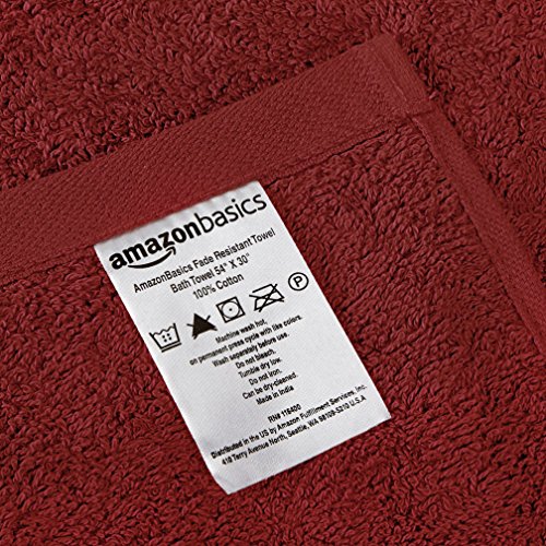 Amazon Amazon Basics Soft Bath Towels set , Absorbent Fade Resistant 100% Cotton washcloths 6 Pieces (12" x 12"), Perfect face towels, fingertip towels, Crimson