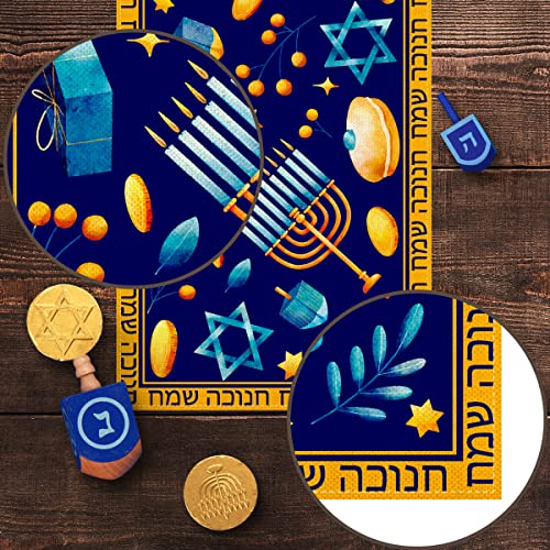 Hanukkah Table Runner Menorah Chanukah Star of David Hebrew Jewish Festival Holiday Kitchen Dining Room Home Decoration