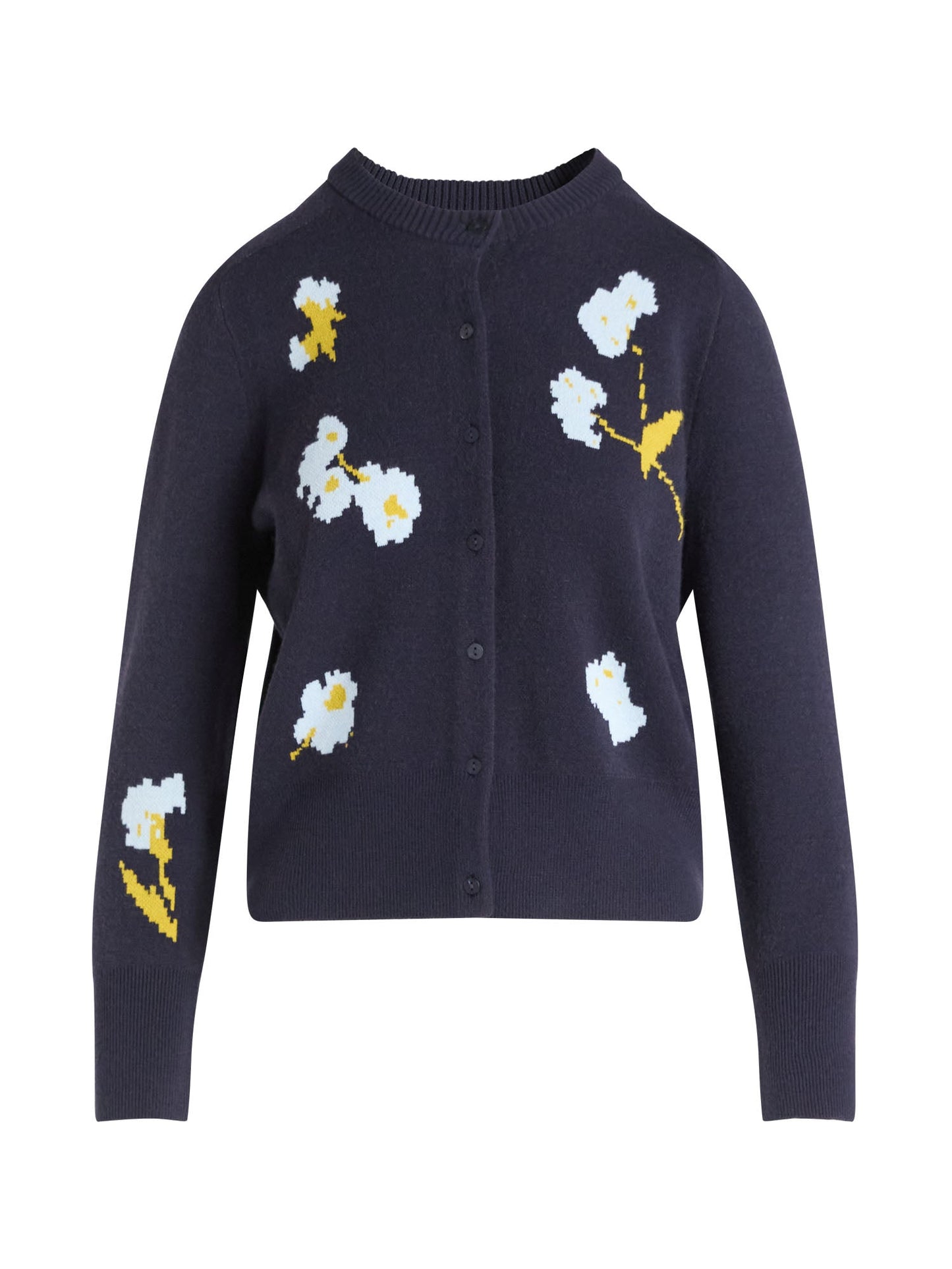 Walmart Free Assembly Women's and Women's Plus Floral Jacquard Shrunken Cardigan Sweater, Midweight, Sizes XS-XXL