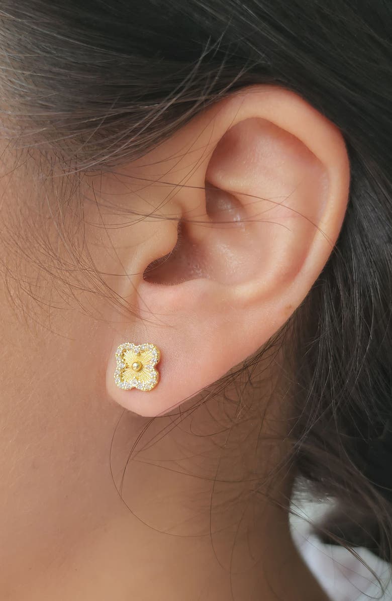 Adornia Pavé CZ Clover Stud Earrings