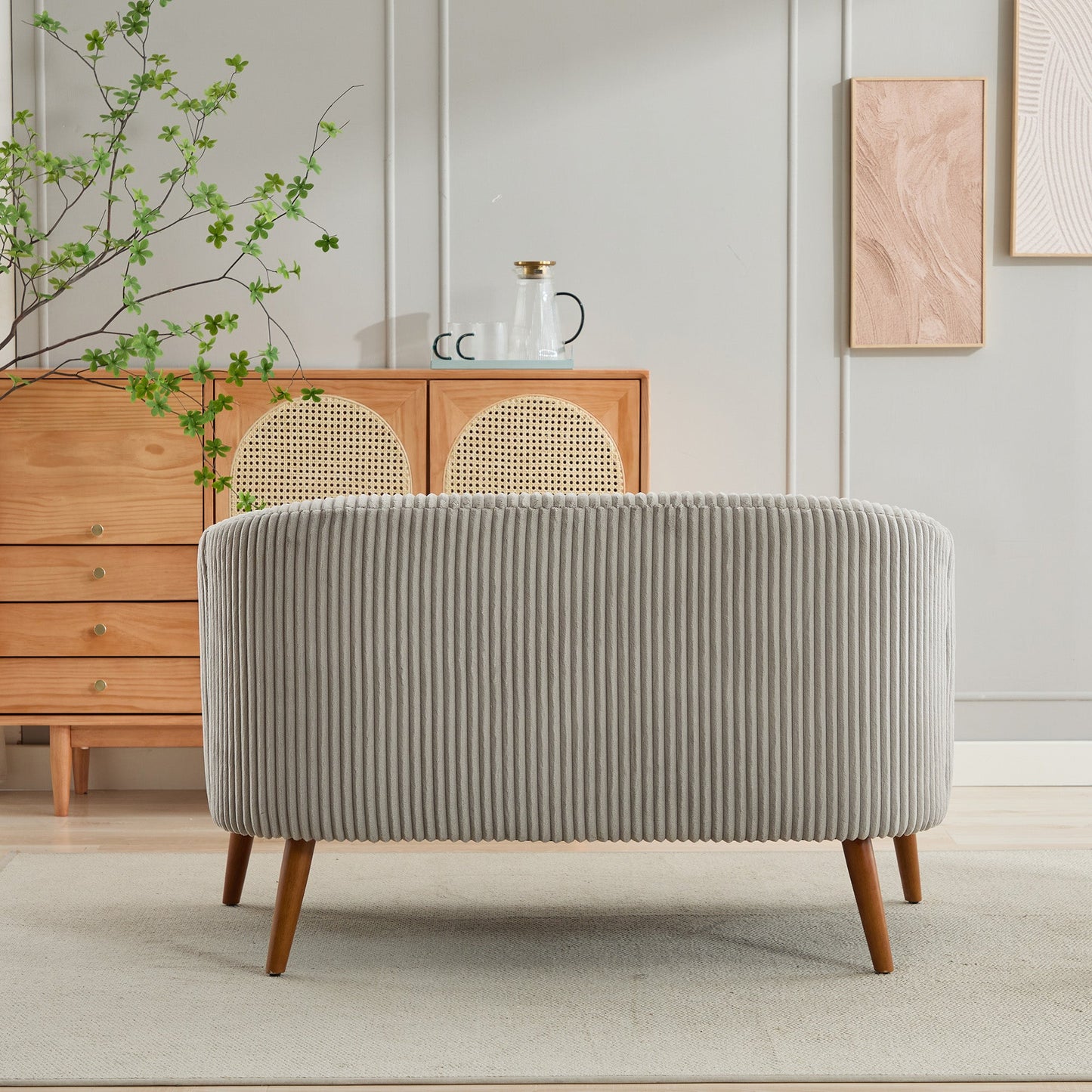 Walmart Sofas for Two 50.78" Modern Loveseat Couch Sofa, Corduroy Fabric Upholstered 2-Seat Sofa, Loveseat with Wooden Walnut Legs for Small Space Office Studio Apartment Bedroom,Gray,Small Couches