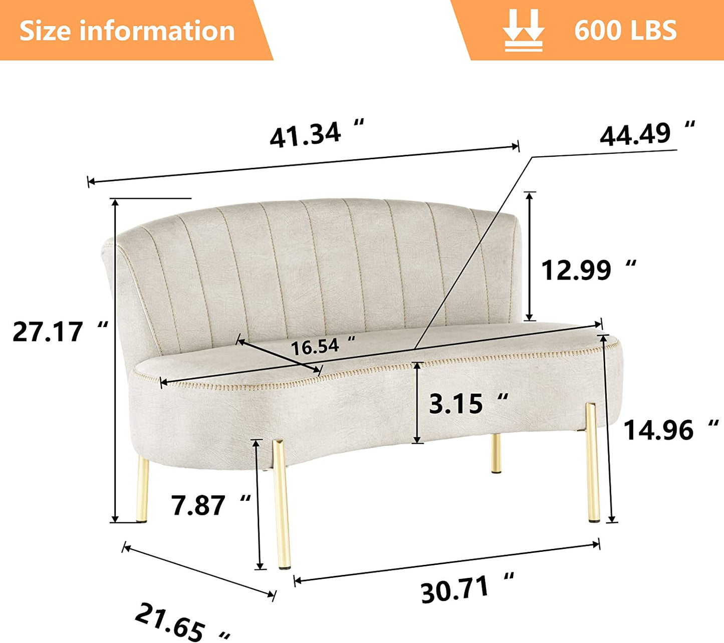 Walmart Andeworld Upholstered Small Sofa Couch Modern Loveseat Accent Ottoman Bench Bed Bench Entryway Bench with Backrest for Living Room Bedroom Beige