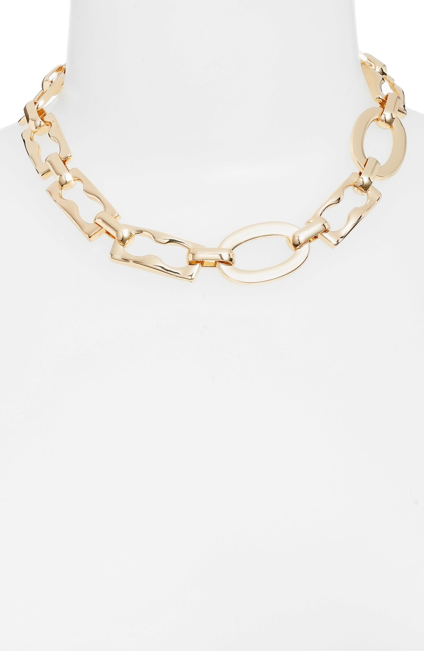 OPEN EDIT Geo Link Collar Necklace, Alternate, color, GOLD