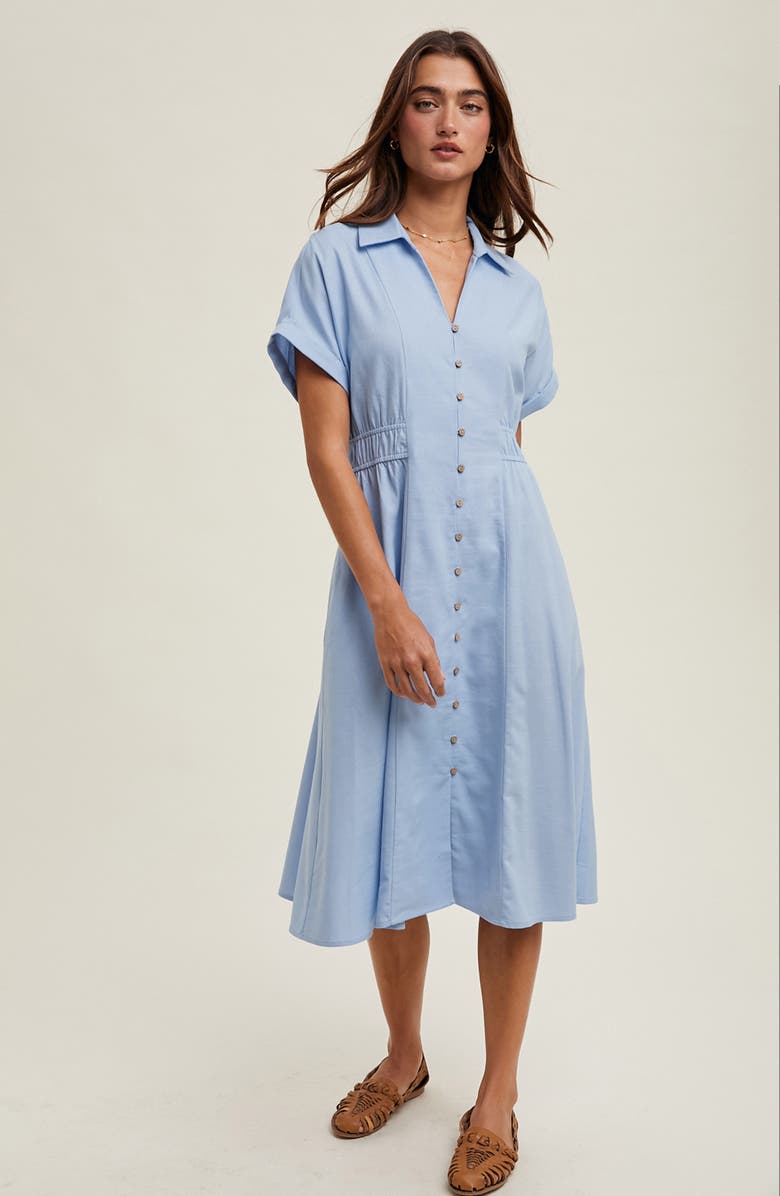 WISHLIST Short Sleeve Midi Shirtdress
