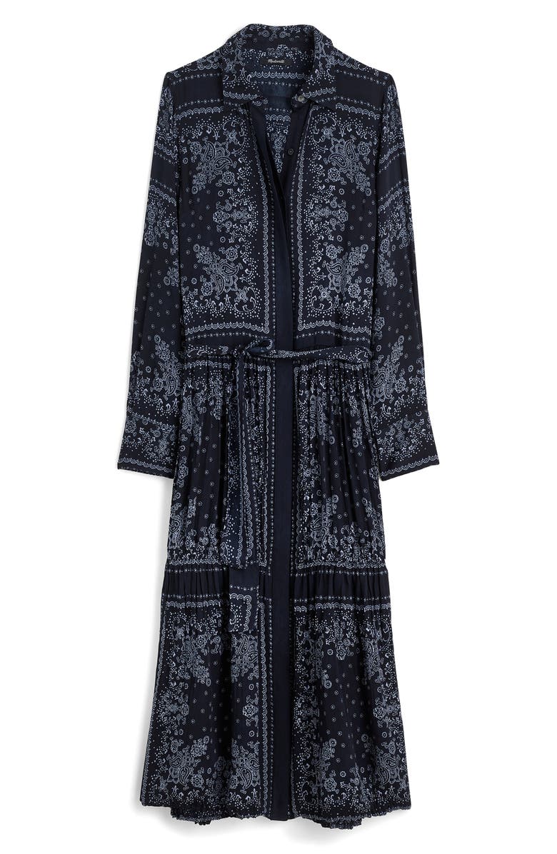 Madewell Bandana Print Relaxed Long Sleeve Tiered Midi Dress