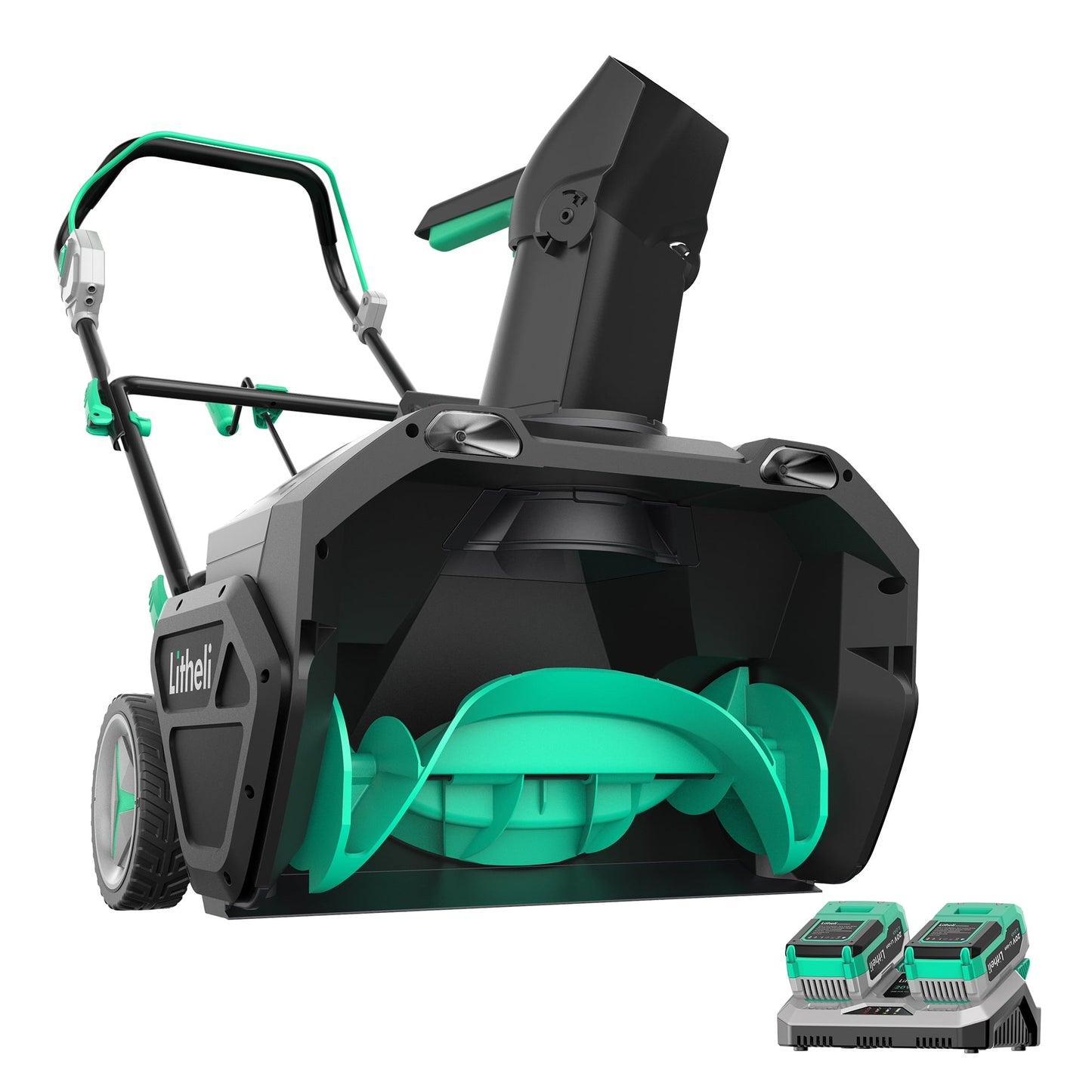 thumbnail video image 2 of Litheli Cordless Snow Blower, 2x20V (40V) 20 Inch Snow Thrower with Brushless Motor Electric Snow Remove Machine, 2 x4.0 Ah Batteries & Charger, Single-Stage, 2 of 9