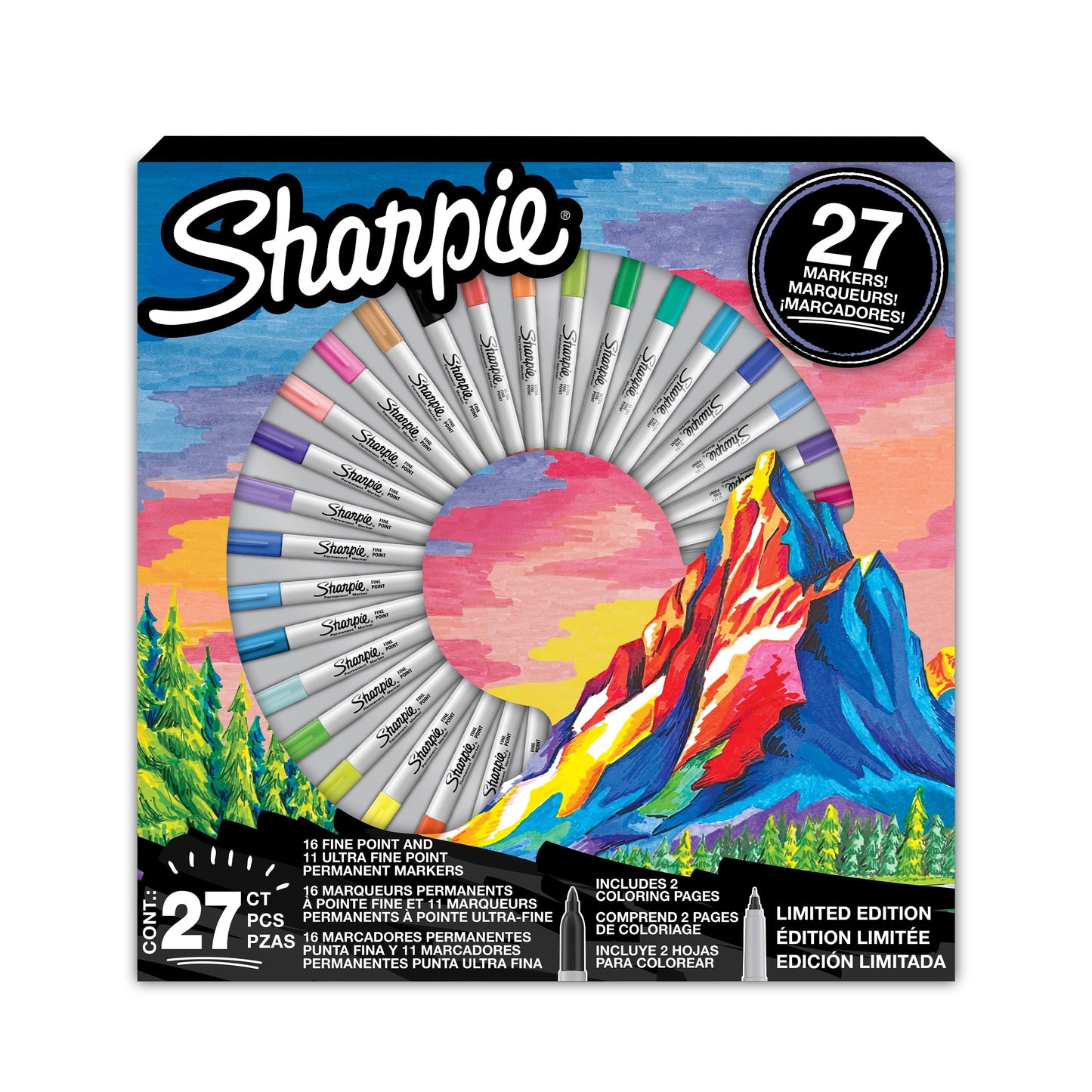 thumbnail image 1 of Sharpie Permanent Markers, Assorted Colors, 27 Count, 1 of 6