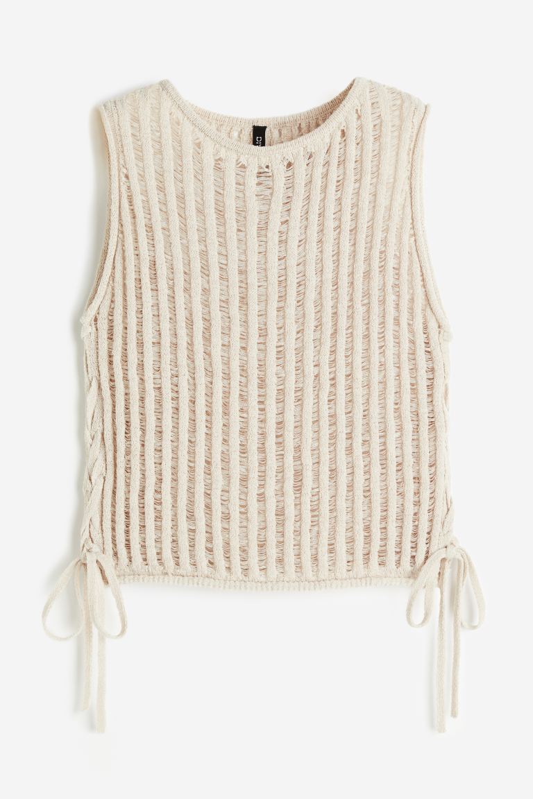 Ladder-stitch-look Knit Sleeveless Top