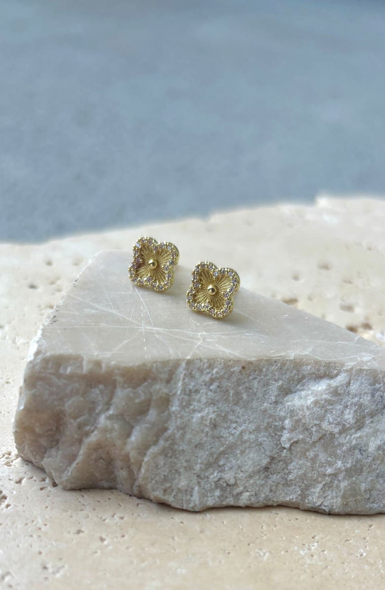 Adornia Pavé CZ Clover Stud Earrings
