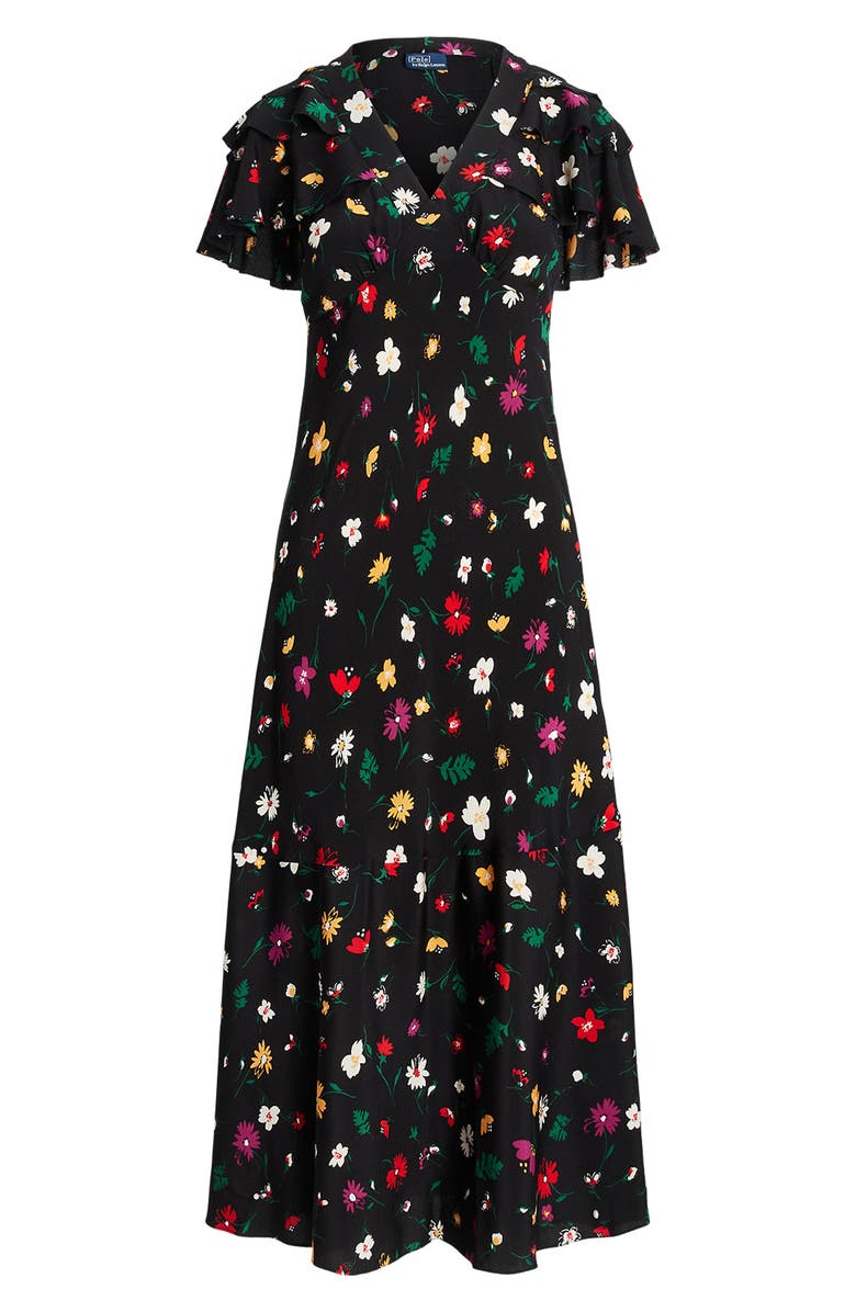 Polo Ralph Lauren Nime Floral Mulberry Silk Crepe Midi Dress